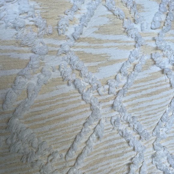 Rachel Zoe Venya Clip Jacquard Duvet Cover Diamond Yellow White Queen Boho GUC - Picture 2 of 9